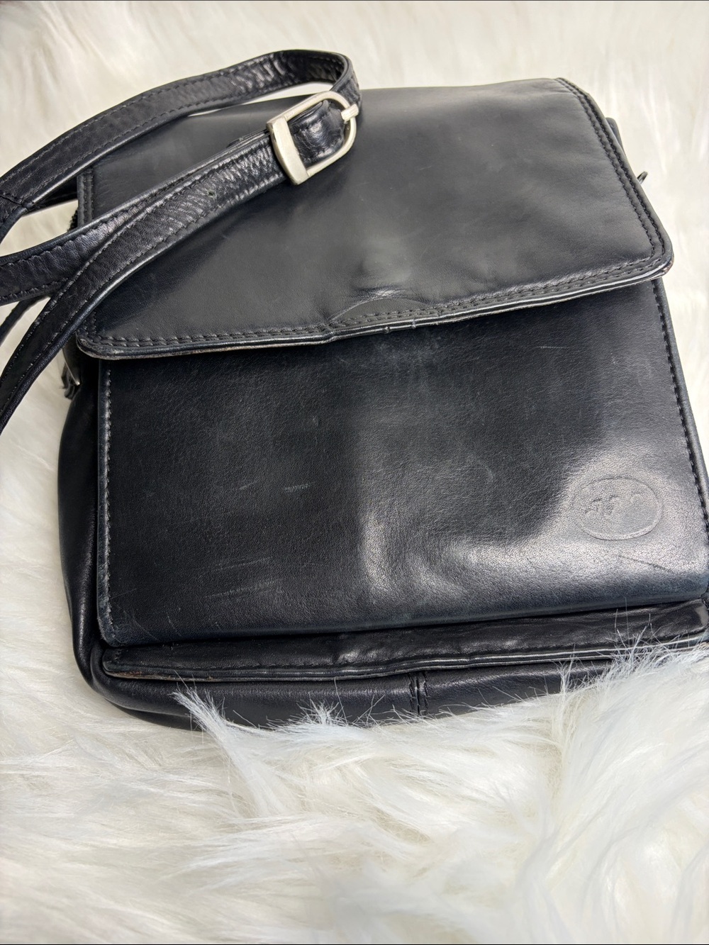 Black Leather Crossbody Bag - Classic Everyday Style